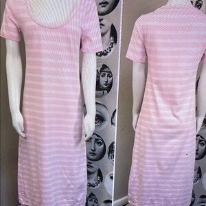 Pink Striped Short Sleeve Dress